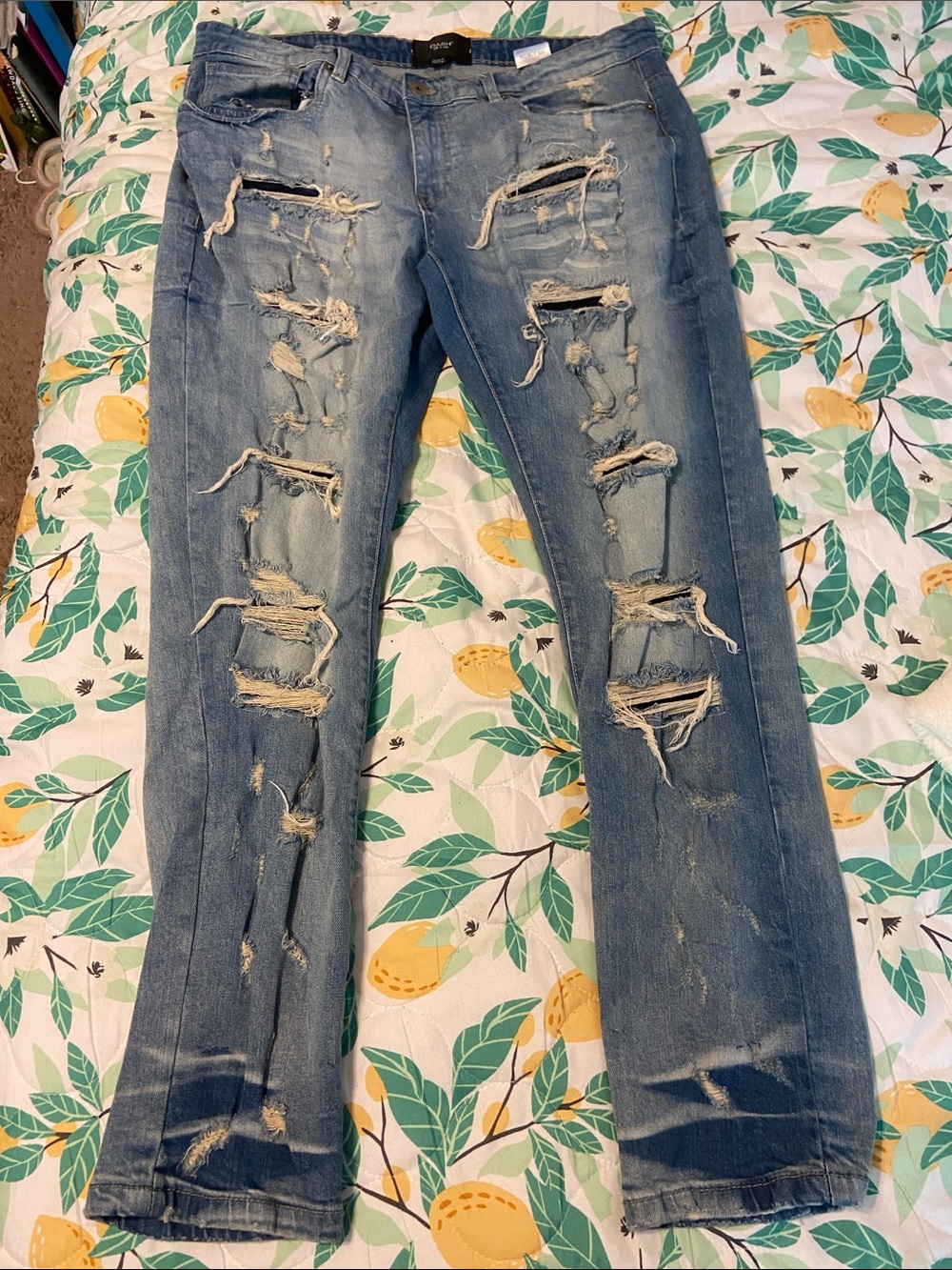 DESTROYED LIGHT FADE JEANS Ripped Torn DASH 38x32